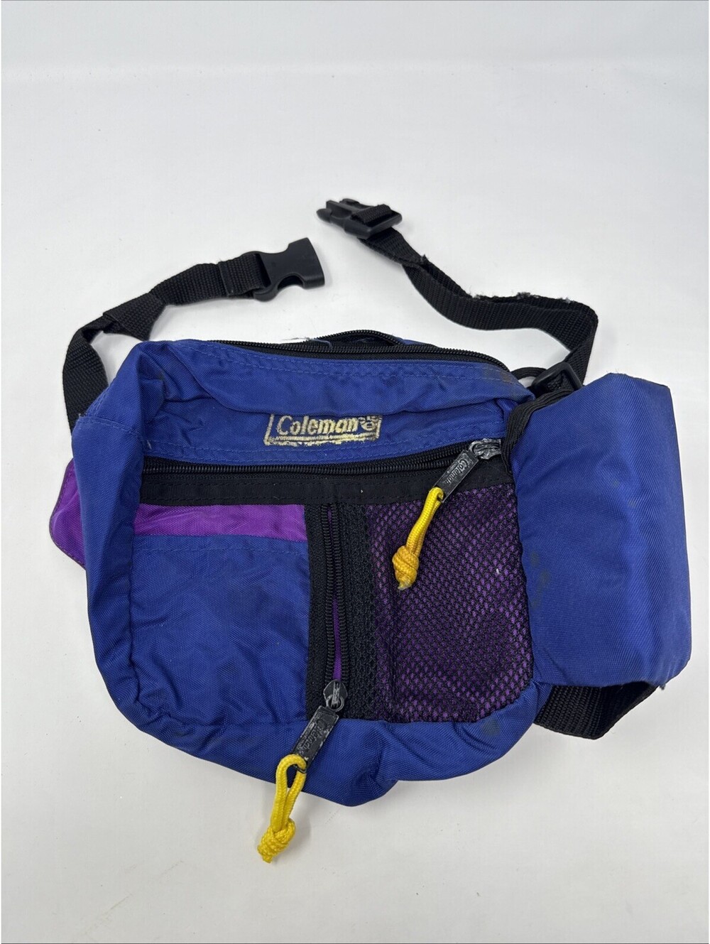 Coleman Camping Hiking Blue Purple Yellow Waist Pack Fanny Pack Belt Bag 1990s